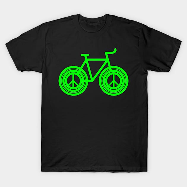 Ride for Peace (green) T-Shirt by Birding_by_Design